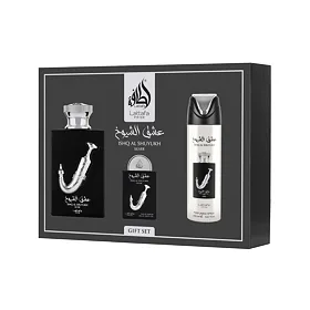 Lattafa Pride Ishq Al Shuyukh Silver EDP 100 ml + EDP 20 ml + DEO Spray 200 ml (unisex)